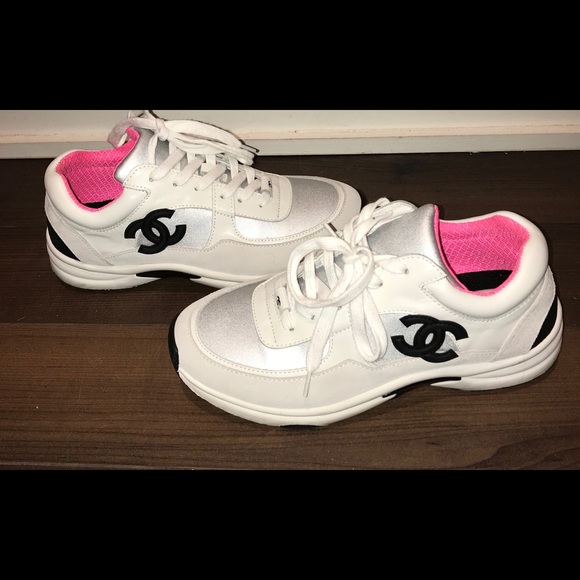 pink and black chanel sneakers